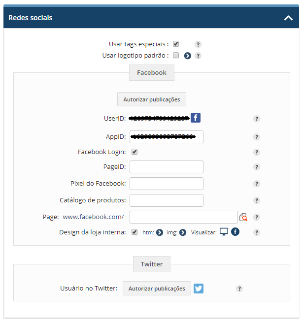 Configurar login do Facebook na plataforma Modelo